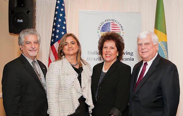 From left to right: Alan Greenberger Philadelphia Deputy Mayor for Economic Development and Director of Commerce Patricia Dickey Brazil-Pennsylvania Chamber of Commerce, Founder & President Ambassador Ana Cabral Consul-General of Brazil in New York Secretary C. Alan Walker Pennsylvania Department of Community and Economic Development Secretary