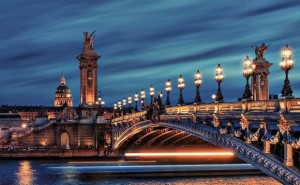 Bridge Alexandre III and Hotel des Invalides in Paris
